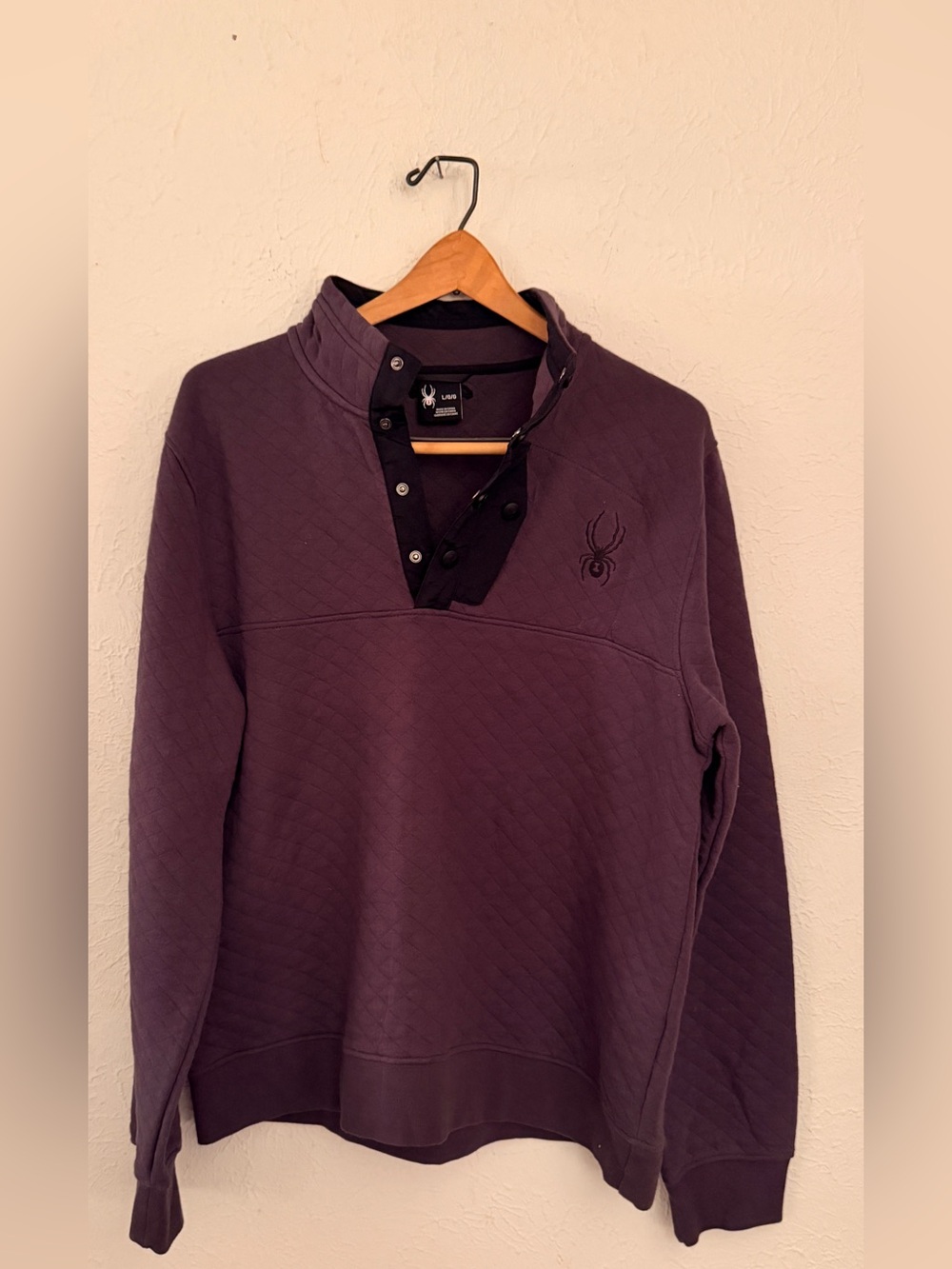 Spyder Men’s Quilted Pullover Sweater - grey / black sz large
